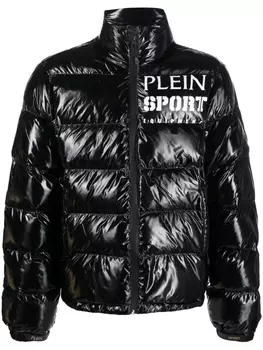 Plein Sport пуховик с логотипом, черный