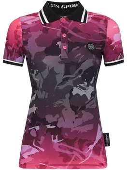 Plein Sport рубашка поло с камуфляжным принтом, розовый