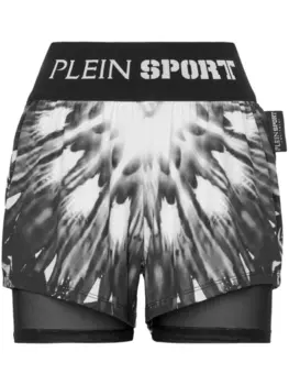 Plein Sport шорты с графичным принтом и логотипом, черный