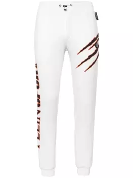 Plein Sport спортивные брюки с кулиской и логотипом, белый