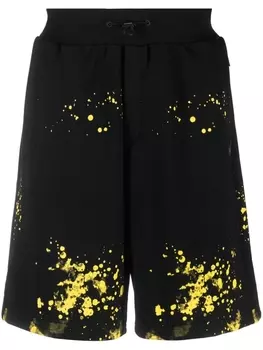 Plein Sport спортивные шорты с эффектом разбрызганной краски, черный