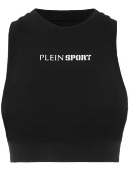 Plein Sport спортивный топ с логотипом, черный