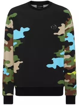 Plein Sport толстовка Camouflage с длинными рукавами, черный
