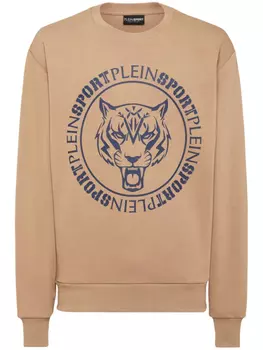 Plein Sport толстовка с логотипом Tiger, коричневый