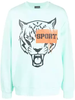 Plein Sport толстовка с принтом Tiger, зеленый