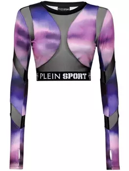 Plein Sport топ с длинными рукавами и абстрактным принтом, фиолетовый