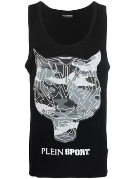 Plein Sport топ с тигровым принтом, черный