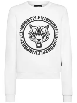 Plein Sport укороченная толстовка с тигровым принтом, белый