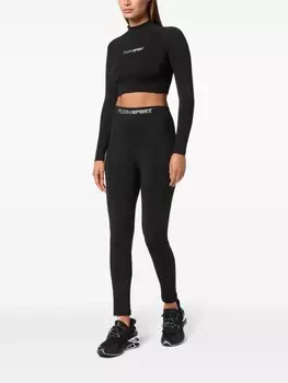 Plein Sport укороченный спортивный топ, черный