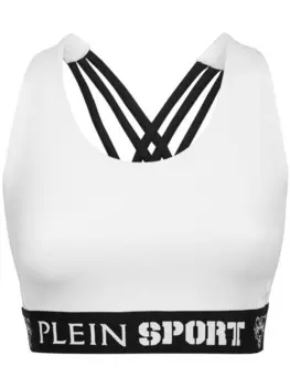 Plein Sport укороченный топ с логотипом, белый
