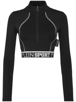 Plein Sport укороченный топ с логотипом, черный