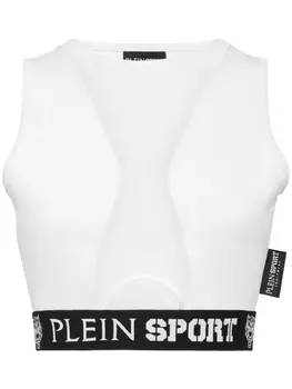Plein Sport укороченный топ с вырезами, белый