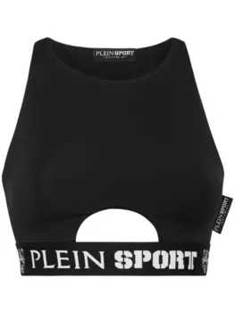 Plein Sport укороченный топ с вырезами, черный