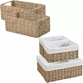Плетеная корзина для хранения Vagusicc, корзина из морских водорослей со встроенными ручками, плетеная корзина для хранения вещей для организации вещей, 2 шт. Маленькие корзины + 3 шт. Корзины для трусов, 5 шт.