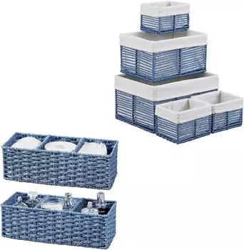 Плетеная корзина для хранения Vagusicc, плетеные корзины из бумажной веревки ручной работы, тканые корзины для хранения, корзины для организации и декора, синие