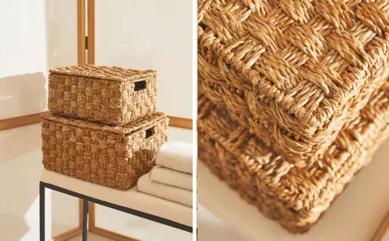 Плетеная корзина Zara Home, светло-бежевый