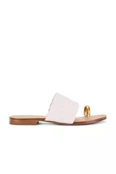 Плетеная кожаная сандалия с металлическим кольцом на пальце Simkhai, ivory