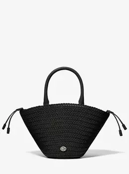 Плетеная кожаная сумка Audrey Market Michael Kors, черный