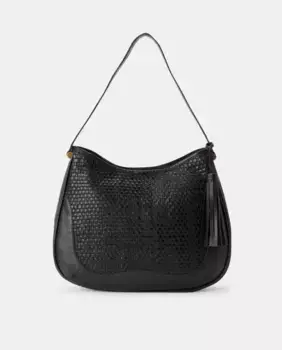 Плетеная кожаная сумка на плечо Tintoretto, черный