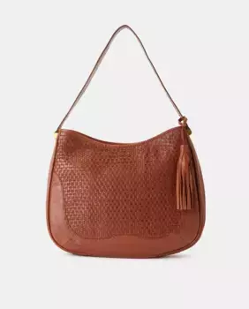 Плетеная кожаная сумка на плечо Tintoretto, коричневый