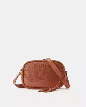 Плетеная кожаная сумка на плечо Tintoretto, коричневый