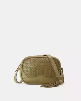 Плетеная кожаная сумка на плечо Tintoretto, зеленый