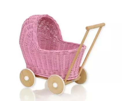 Плетеная кукольная коляска - розовая My Sweet Baby