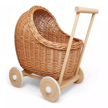 Плетеная кукольная коляска с натуральной толкушкой Дампи WikliBOX