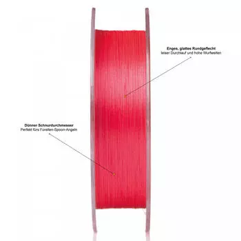 Плетеная леска для ловли форели Ultra Light Red 155м 0.06мм ZITE, неоновый красный