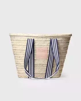 Плетеная лумка с полосатыми ручками и присборенной застежкой Toni Pons, синий