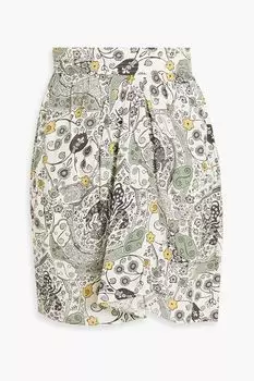 Плетеная мини-юбка со складками и принтом ISABEL MARANT TOILE, зеленый