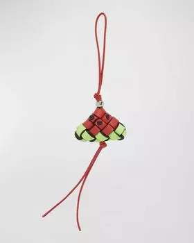 Плетеная подвеска в виде арбуза из коллекции Paula’s Ibiza из кожи Loewe, цвет Red/Acid Green