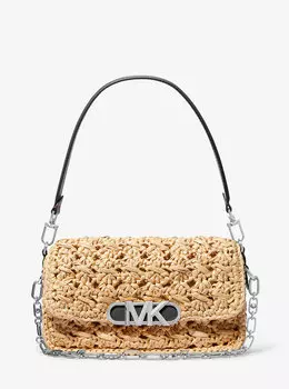 Плетеная соломенная сумка на плечо Parker среднего размера Michael Kors, черный