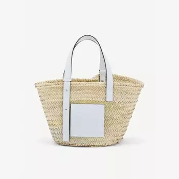 Плетеная сумка Basket из рафии Loewe, белый