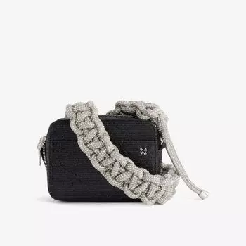 Плетеная сумка через плечо Cobra, украшенная кристаллами Kara, черный