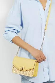 Плетеная сумка через плечо Dassia Mini с поворотным замком Dune London, желтый