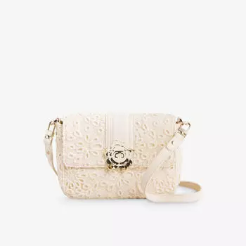 Плетеная сумка через плечо Floreti с логотипом магнолии и кружевной вышивкой Ted Baker, слоновая кость
