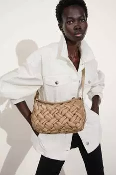 Плетеная сумка через плечо из нейлона и другие истории H&M, бежевый