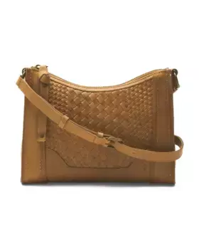 Плетеная сумка через плечо с кожаной корзиной Frye, серо-коричневый