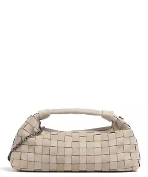 Плетеная сумка через плечо в стиле денди из зернистой телячьей кожи Nnoo, бежевый