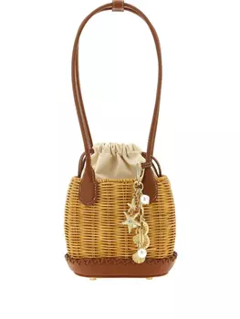 Плетеная сумка-корзина Self-Portrait, коричневый