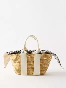 Плетеная сумка-корзинка george с холщовой отделкой Muu, бежевый