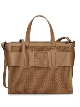 Плетеная сумка с логотипом Armani Exchange, коричневый
