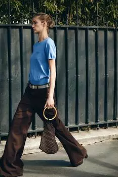 Плетеная сумка с металлической ручкой ZARA, разноцветный