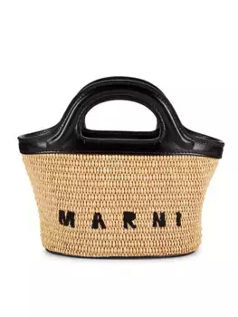 Плетеная сумка-тоут с логотипом Marni, черный