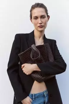 Плетеная сумка-ведро ZARA, цвет Chocolate