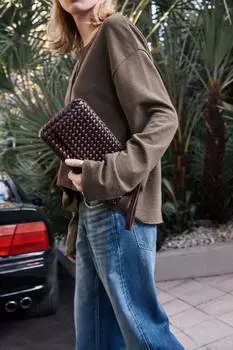 Плетеная сумка ZARA, цвет Burgundy Red