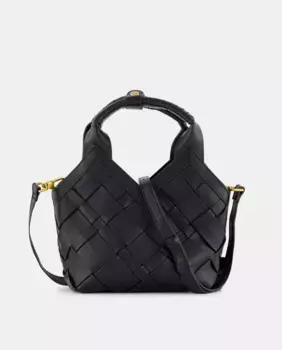 Плетеная сумочка с застежкой и дополнительной ручкой Tintoretto, черный