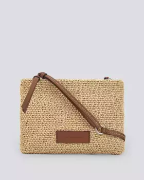 Плетеная женская сумка через плечо среднего размера из переработанных материалов Adolfo Dominguez, цвет Natural