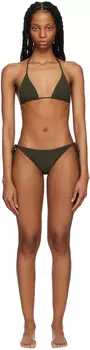 Плетеное бикини цвета хаки Totme